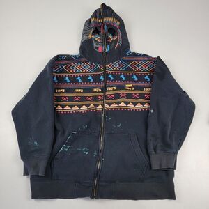 Vtg‎ Y2K Avirex Full Zip Distressed Hoodie Skull Facemask Sweatshirt Mens Sz XL